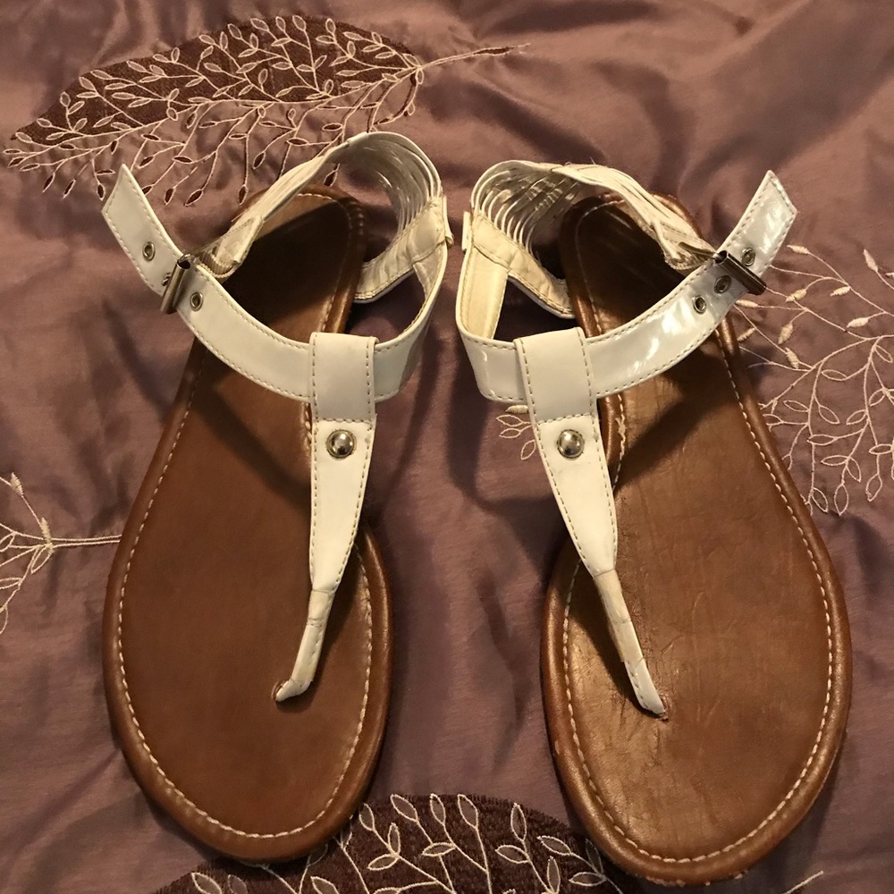 White patent leather sandals